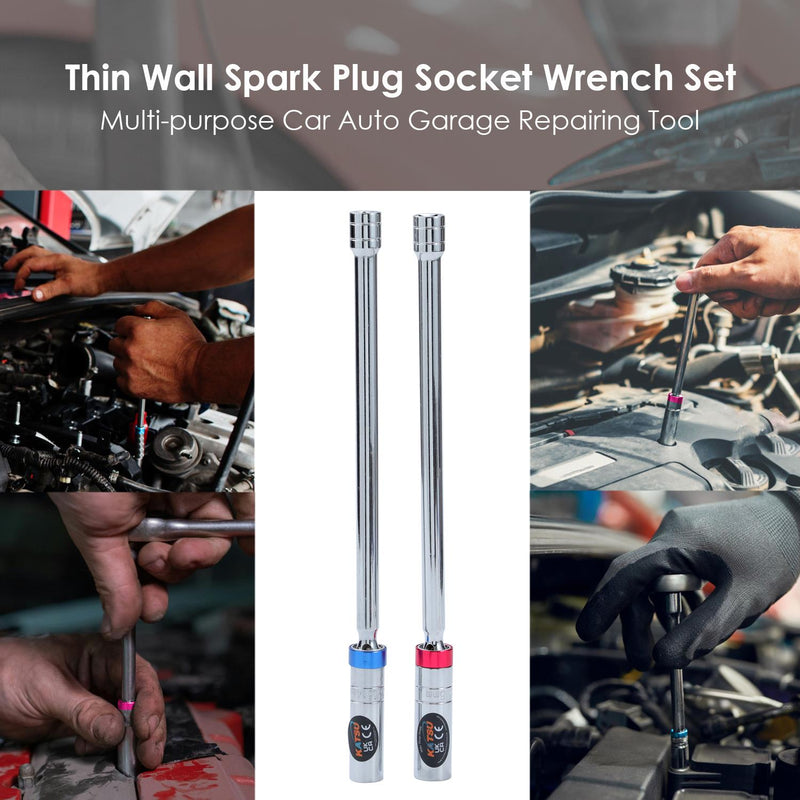 2Pcs Swivel Long Spark Plug Socket 3/8 Color Coded