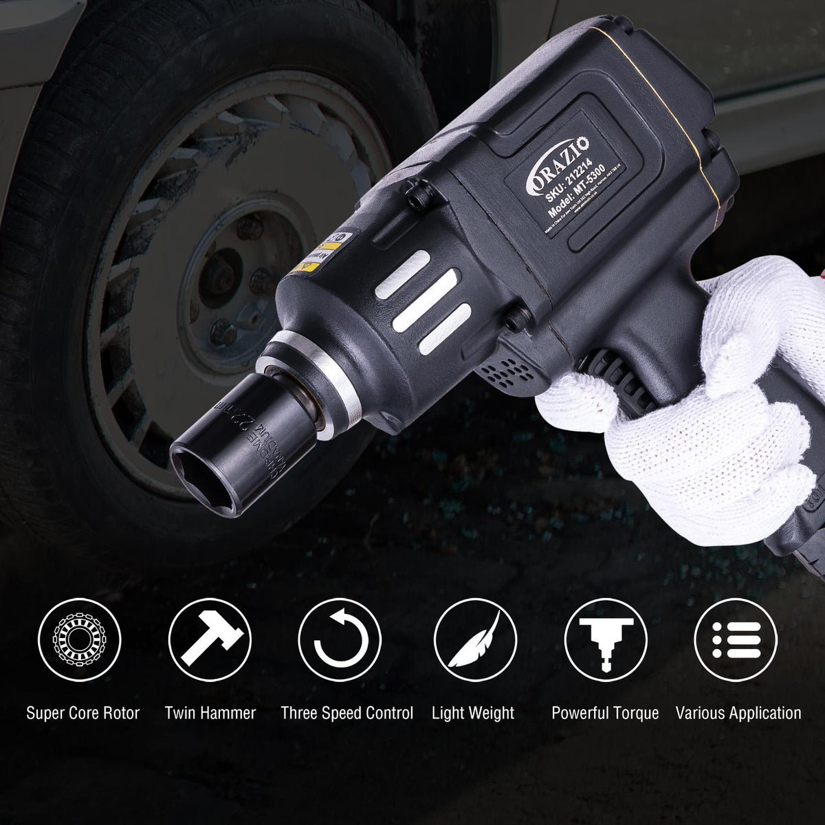 1/2 Air Impact Gun 1/2 Inch 420 FT-Lb Pneumatic Air Impact Wrench ...