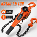 KATSU Tools 1.5 Ton Chain Hoist Lever Block Come Along 1.5m