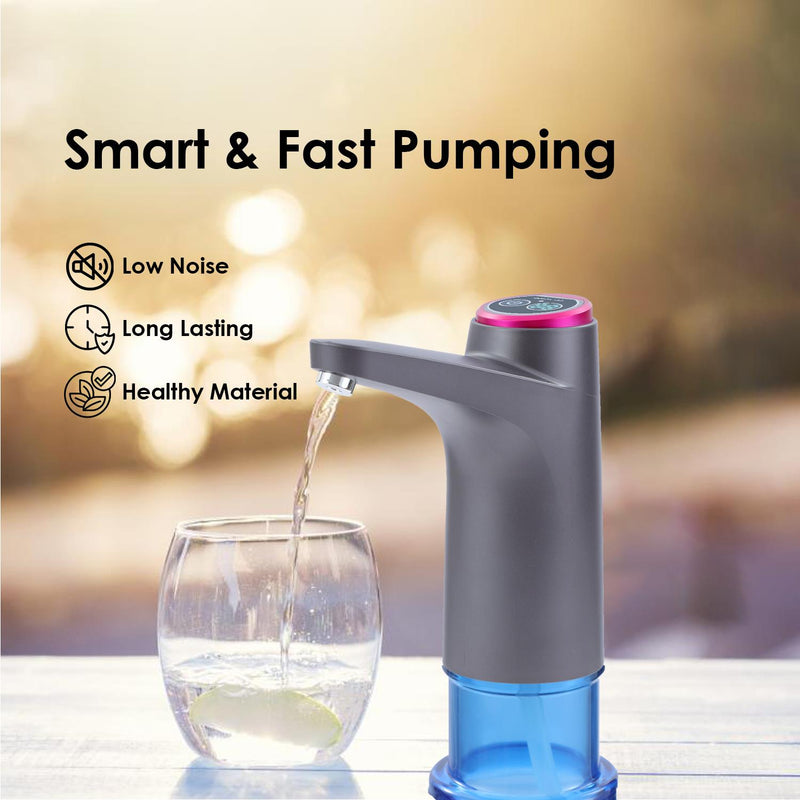 Water Bottle Pump USB Charging for 3-5 Gallons - Black