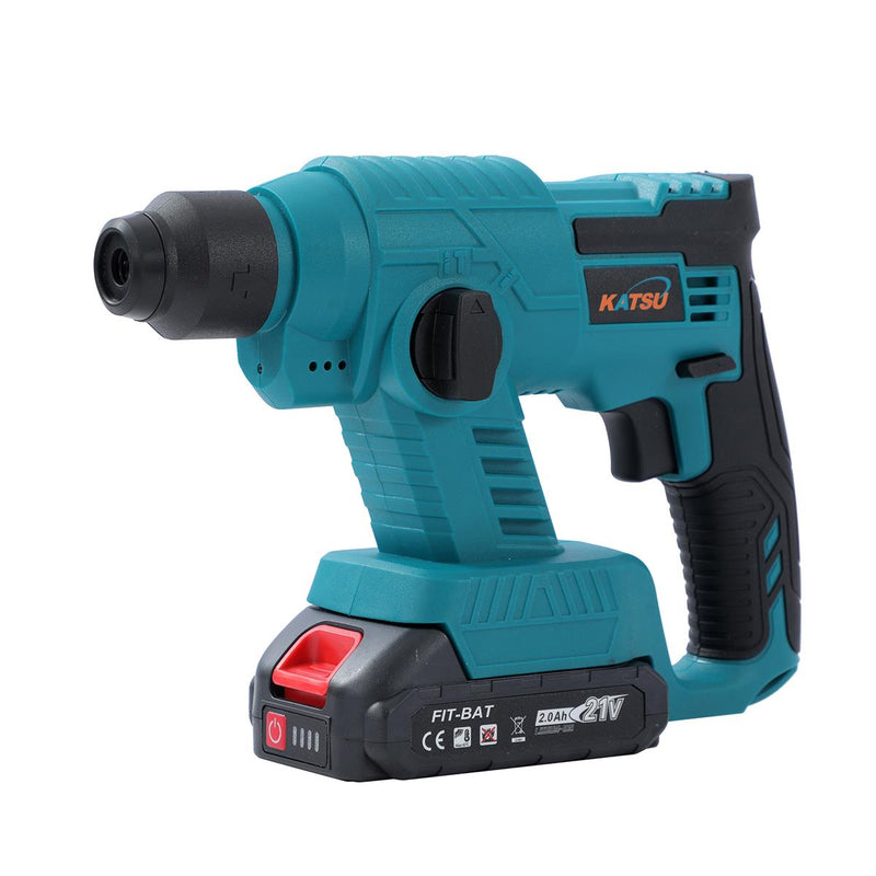 FIT-BAT 21V Cordless Budget SDS Rotary Hammer Drill Brushed Motor with 2 Batteries & Charger