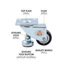 Swivel Leveling Castor 4PCs 50mm 2" - Black