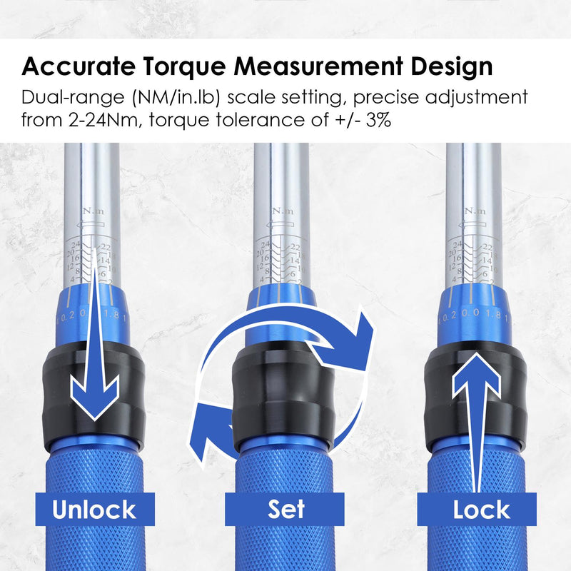 Torque Wrench Socket Set 1/4 2-24NM