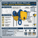 KATSU Tools 2 Ton Geared Beam Trolley Hoist Adjustable Garage Workshop