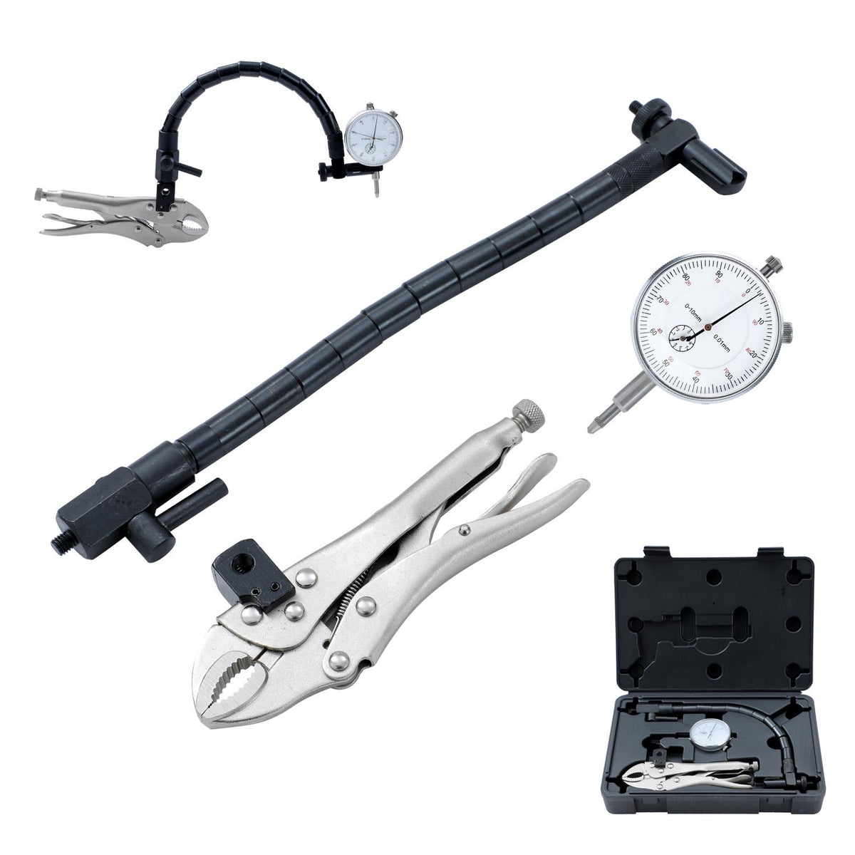 Nikou Dial Test Indicator - Adjustable Flexible Strong Holder Lever Dial Test Indicator with Permanent Magnetic Gauge Stand Base Gauge
