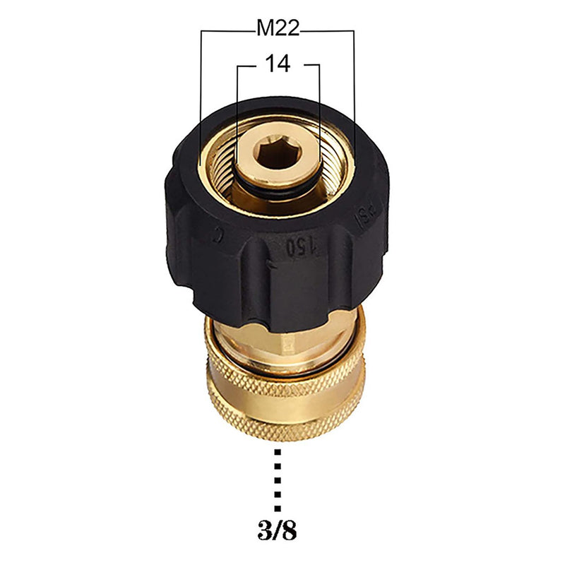 Pressure Washer Quick Connector 3/8" Socket to M22 14mm