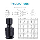 3/8" Impact Socket Set Swivel CR-MO, 8-22mm