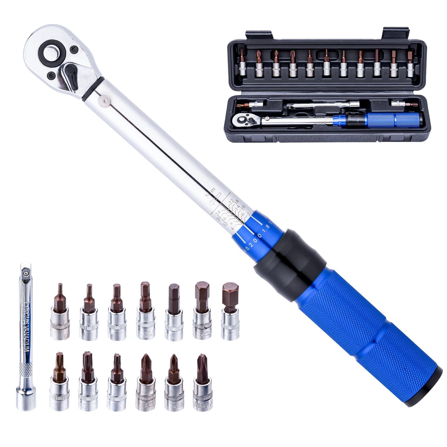 Torque Wrench Socket Set 1/4 2-24NM