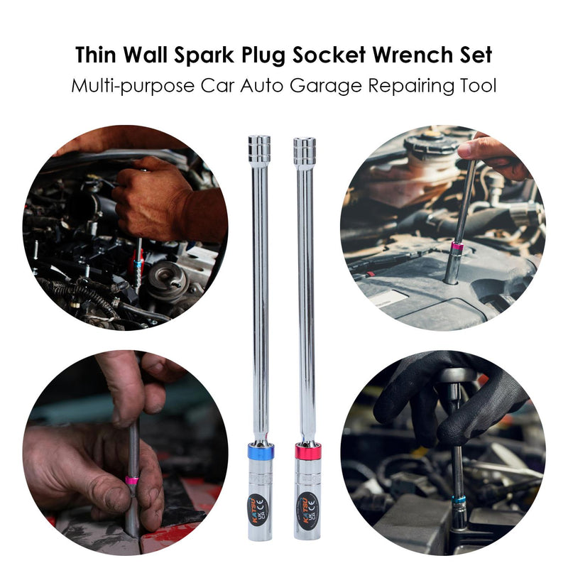 2Pcs Swivel Long Spark Plug Socket 3/8 Color Coded