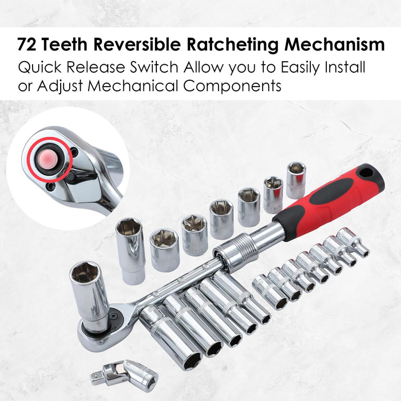 Extendable Wrench Socket 50PCs Set 1/4 2-24NM