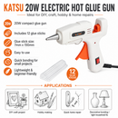 KATSU Tools 20W Electric Hot Glue Gun Melt 12Pcs Glue Sticks 7x150mm 323128