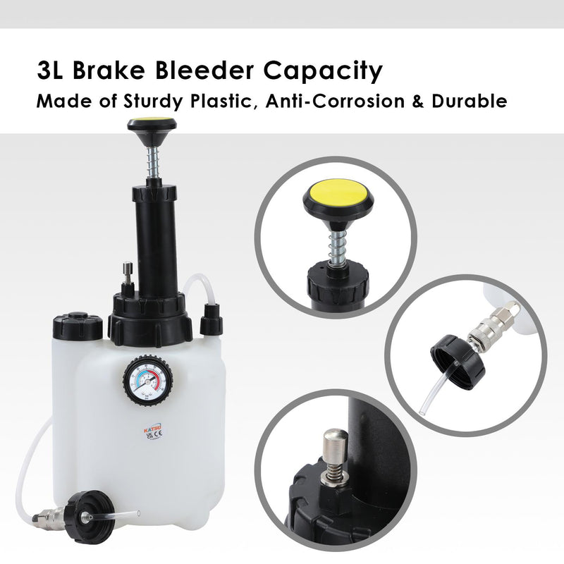 3l Tools DIY Brake Maintenance 3L Brake Bleeder Kit With Waste Bottle - Manual ...