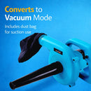 KATSU 550W electric leaf blower converted to vacuum mode with dust bag