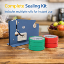 TOPWAY Bag Neck Sealer complete kit including 10 rolls of 36m sealing tape and one spare blade