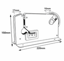Dimensions of TOPWAY Plastic Bag Neck Sealer 220mm width 150mm height fits 9-12mm tape