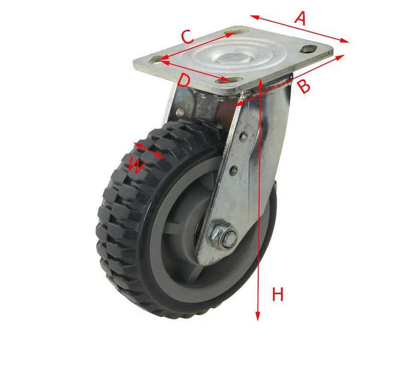 PVC Wheel Castor Set 100mm 2 Fixed  2 Brake