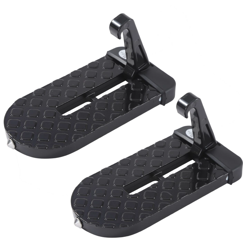 Car Doorstep Foot Folding Pedal 2pcs- Black