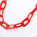 White and Red  Barrier Plastic Chain 6mm 25 meters