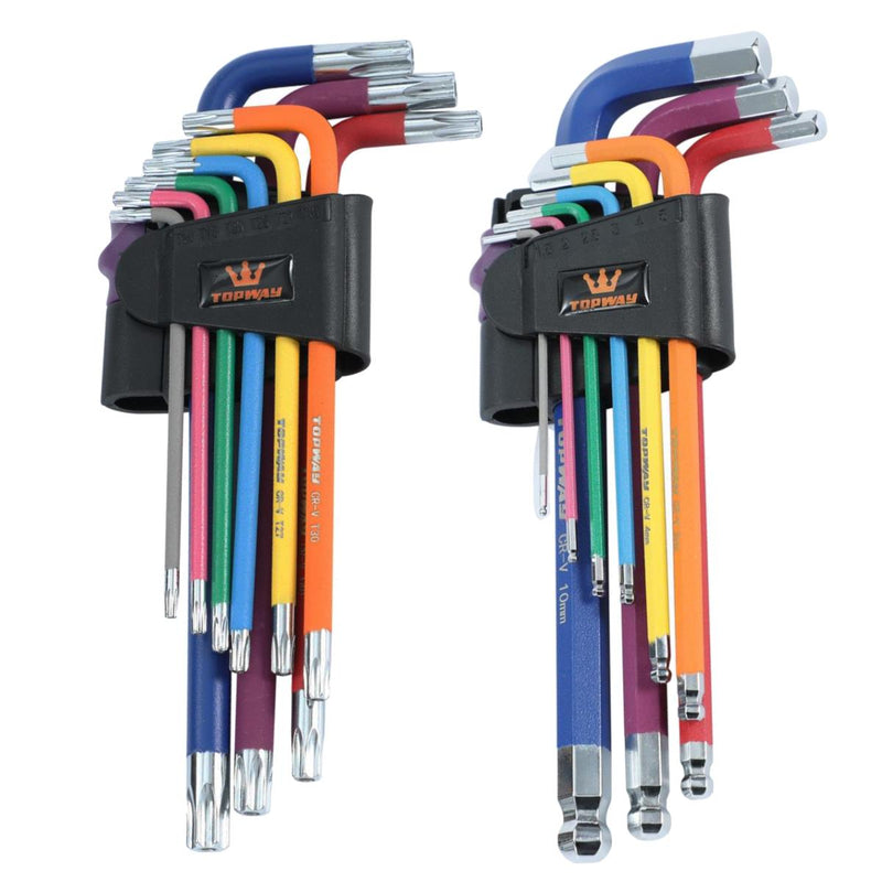 Colour-Coded Long TRX-Star & Hex Allen Key 18pcs Set