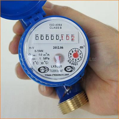 Cold Water Flow Meter Brass 20mm Dry Dial freeshipping - Aimtools
