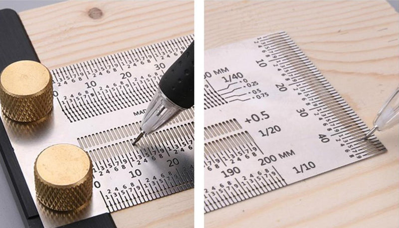 Wood Ruler Scriber With Pencil