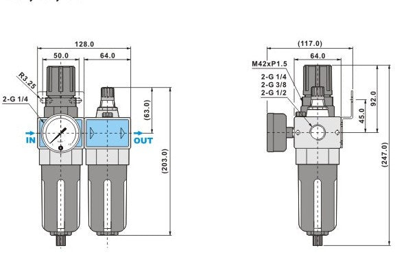 Air Filter Regulator Lubricator 3/8" UFR/L-03 freeshipping - Aimtools
