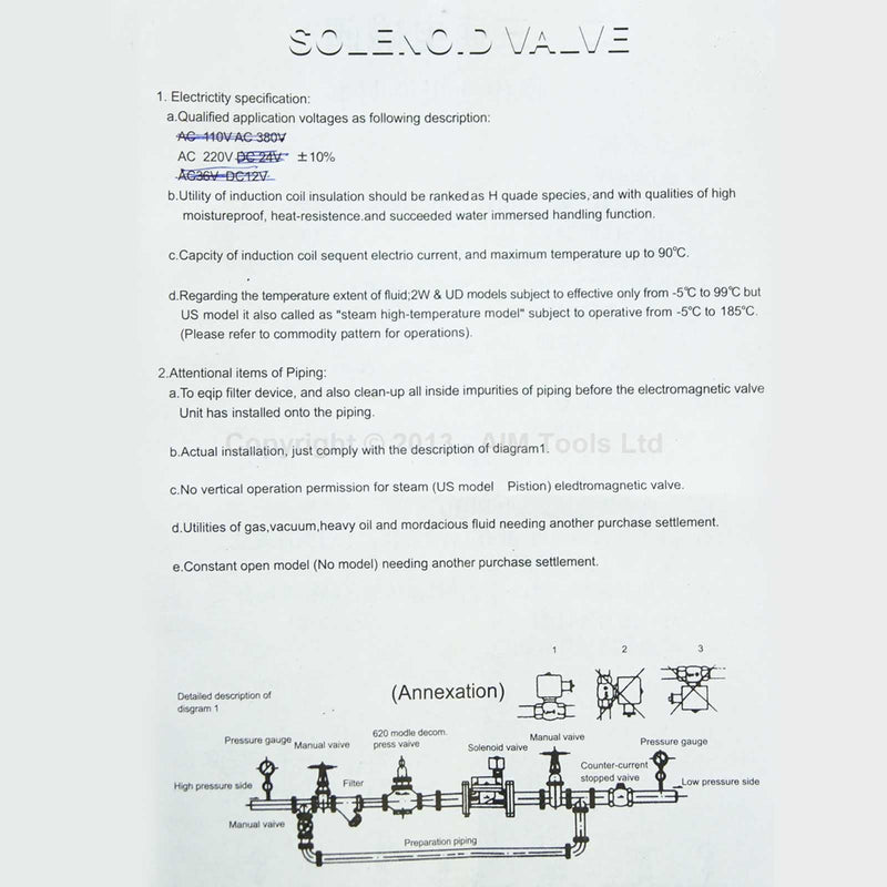 Electric Solenoid Valve 3/8" AC 220v