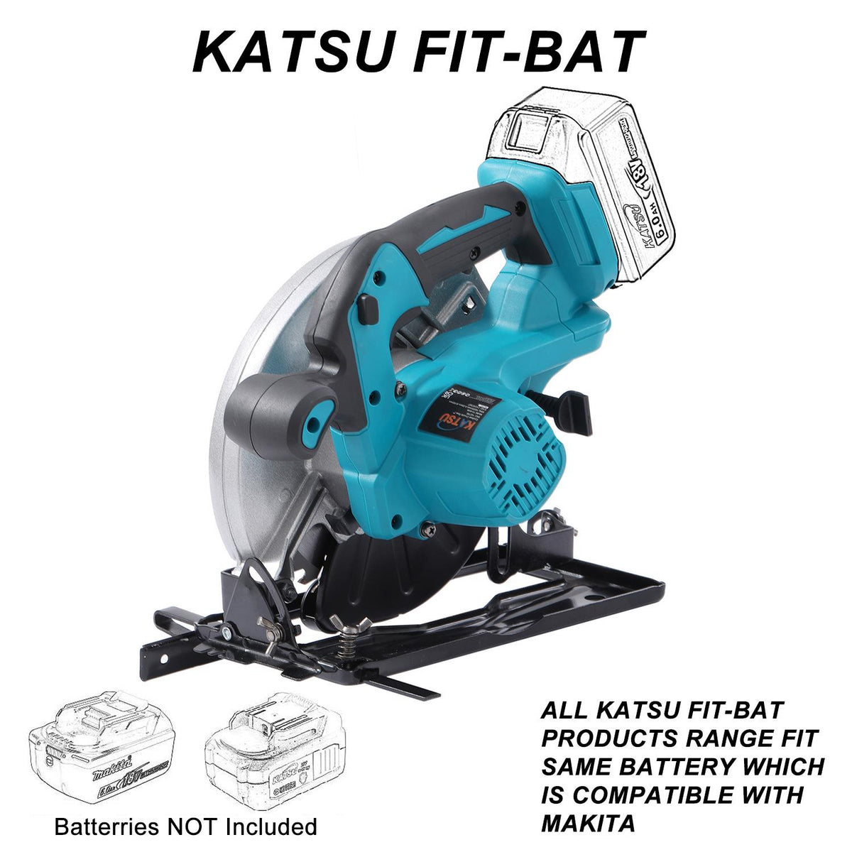 KATSU FIT-BAT draadloze cirkelzaag 21 V, elektrische cirkelzaag 5 inch met borstelloze motor, 13.000 omw/min, 30 mm zaagdiepte, zaagblad 125 mm inbegrepen, zonder batterijen 102794