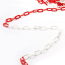 White and Red  Barrier Plastic Chain 6mm 25 meters