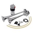Car 12V 115db Air Horn, 45cm Chrome Double Trumpet freeshipping - Aimtools