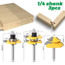 45° Joint Router Bit & 2Pcs Tongue and Groove Set 1/4" 1-1.3/8