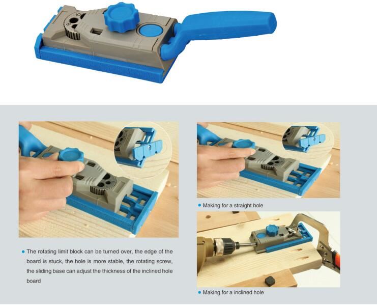 Pocket Jig Hole System Kit Drill Guide Wood Working Drill Round Tenon Locator freeshipping - Aimtools