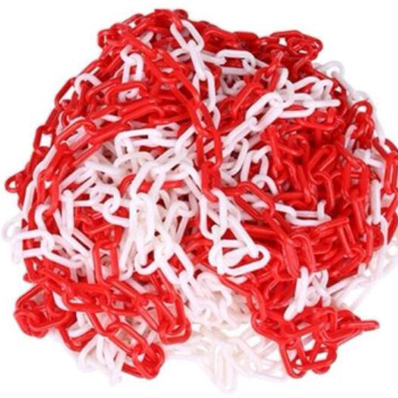 Red And White Barrier Plastic Chain 6mm 50Meters