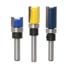 Flush Trim Pattern Template Router Bit Set 3PCs 1/4"