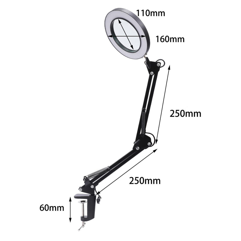 NUF 5X LED Magnifying Light with Clamp 250mm Black