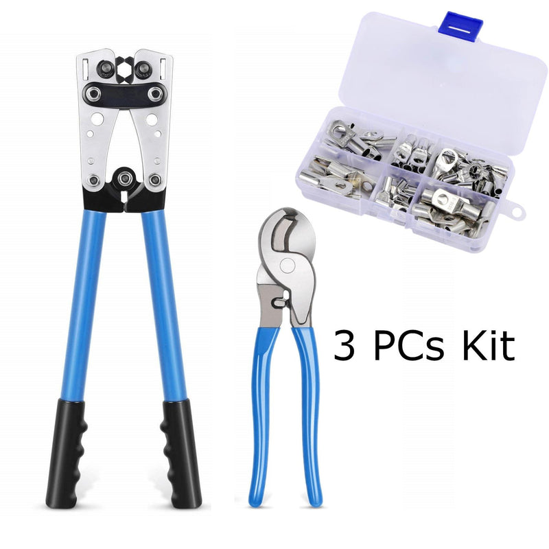 Crimping Pliers 6-50mm With Cable Cutter 9.4" & Wire Terminals Kit 60PCs freeshipping - Aimtools