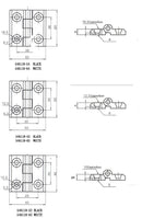 Electric Board Cover Industrial Hinges Chrome 40x40mm 1 Pair