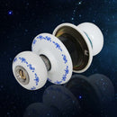 Decorative Door Knob Ceramic Handle Entrance Lock Latch With Keys- White Blue