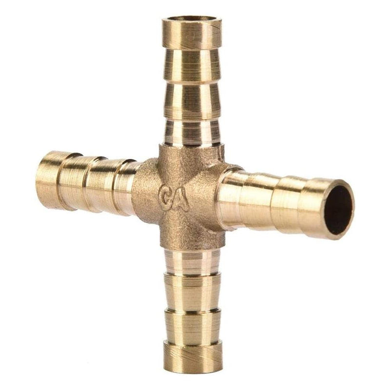 Barbed Copper Air Connector 4 Way 8mm & 10mm