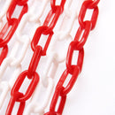 White and Red  Barrier Plastic Chain 6mm 25 meters