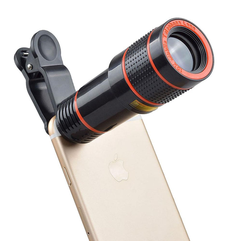 NUF Clip-On Phone Lens 4 In 1 Kit,12X Telescope Camera