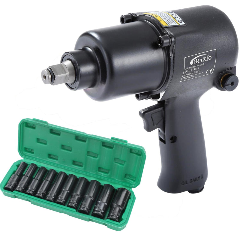 Air Impact Wrench Twin Hammer "1/2"  660N.M With Socket Set