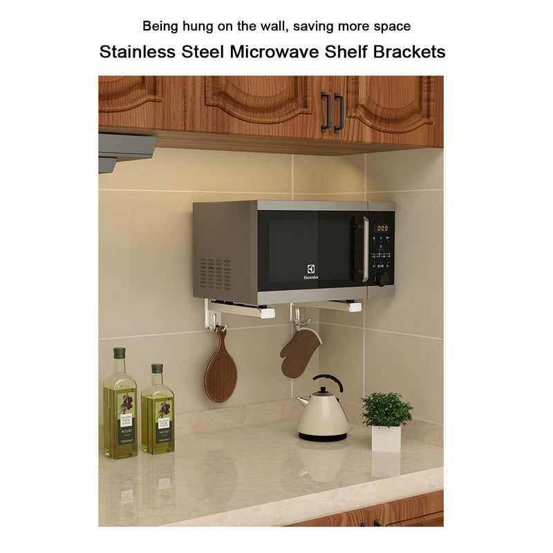 Microwave Shelf Brackets Stainless Steel 201 With Hooks