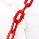 White and Red  Barrier Plastic Chain 6mm 25 meters