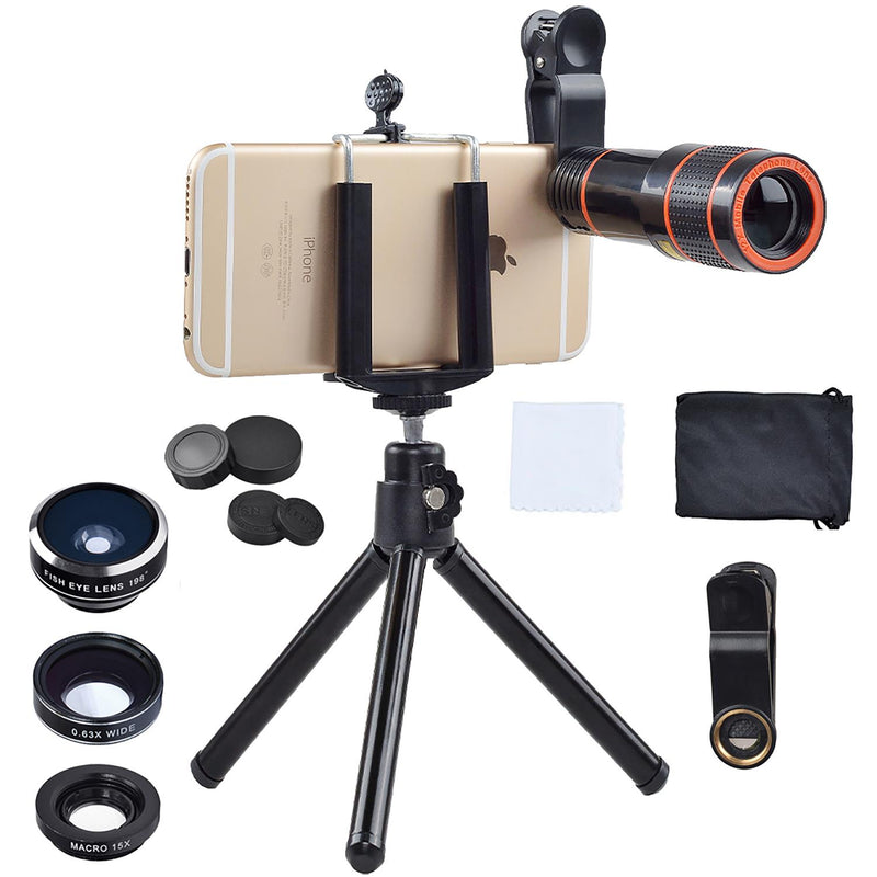 NUF Clip-On Phone Lens 4 In 1 Kit,12X Telescope Camera