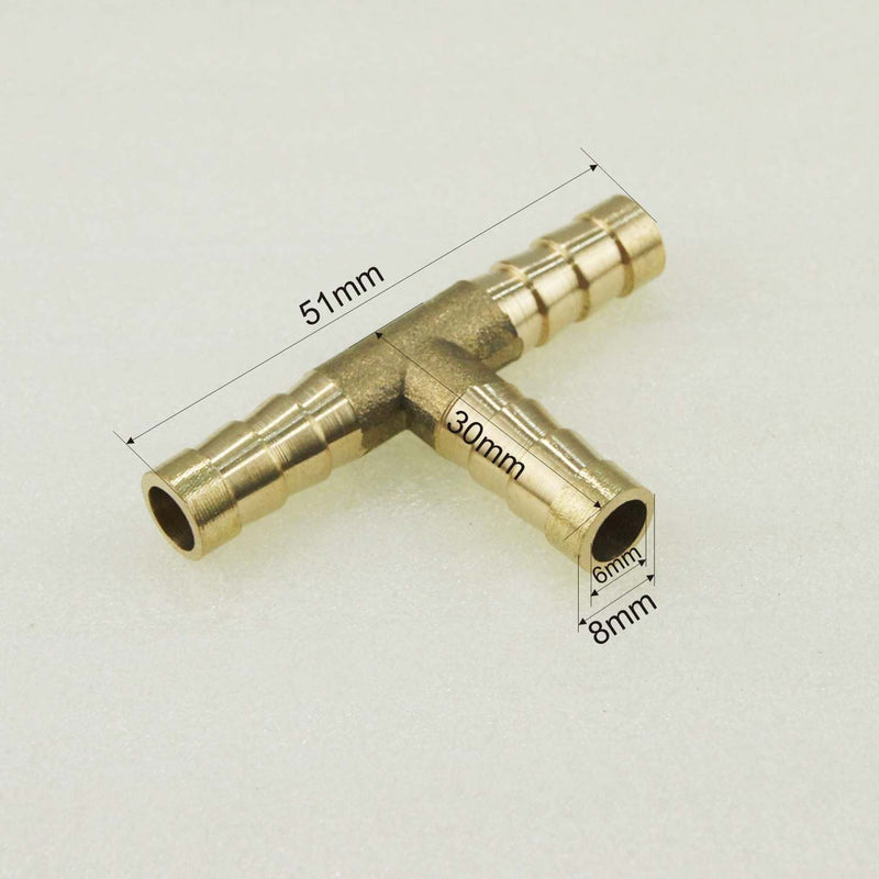 T Shape Hose Tail Air Connector 8mm