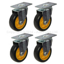 Polyurethane Wheel Castor Set - 100mm with Bearings 4 Swivel