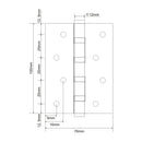 lron Hinges with 4 Bearings 1 Pair- Size: 100mm- Gold