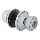 Decorative Door Knob Ceramic Handle Entrance Lock Latch With Keys- White Blue