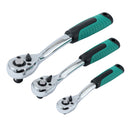 Chrome Vanadium Steel 72Teeth Ratchet Handle Set 3PC